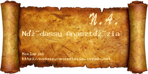 Nádassy Anasztázia névjegykártya